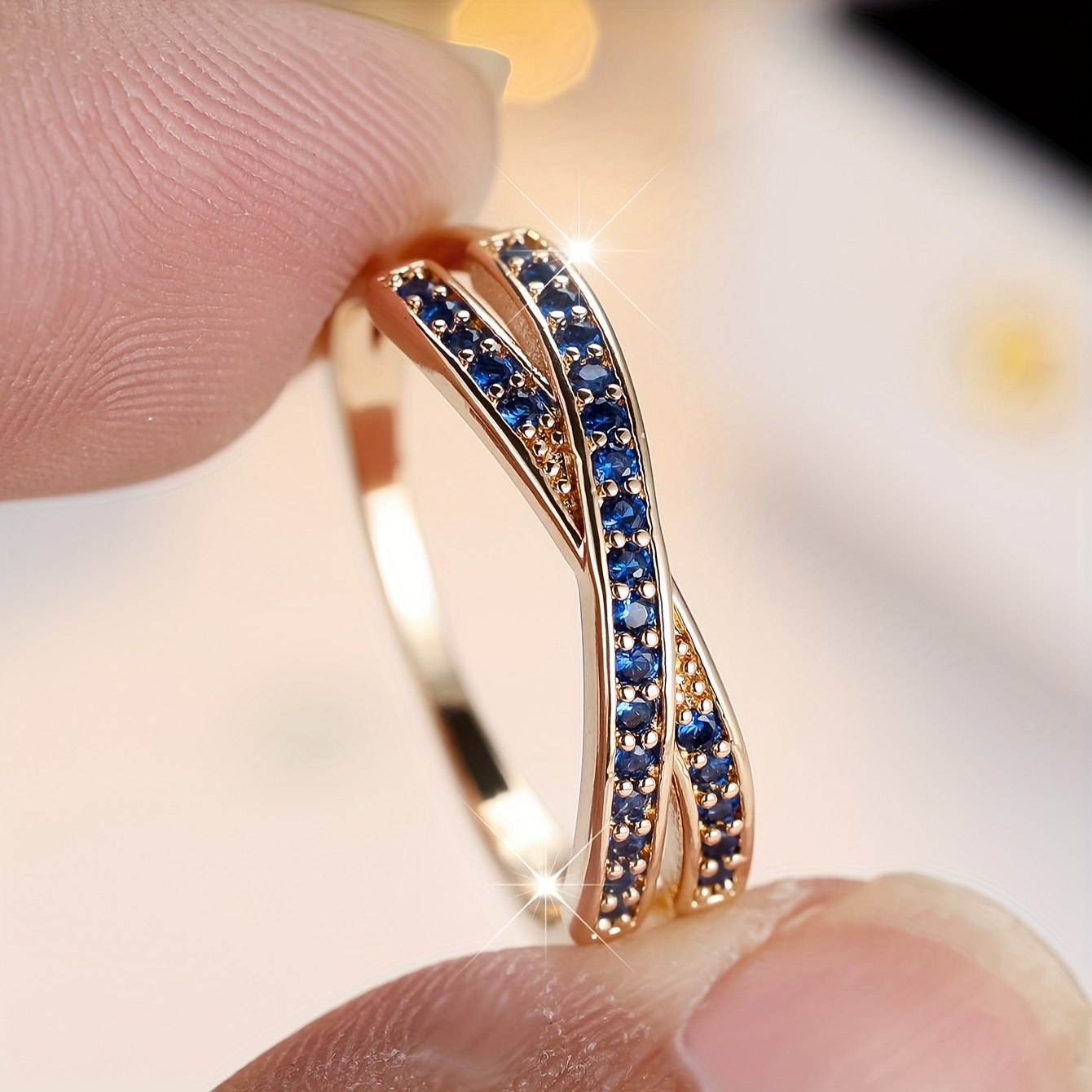 Minimalist Stacked Wedding Ring, Colourful Synthetic Zirconia